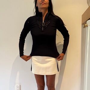 Sandro Black Long-Sleeve Zip Knit Sweater